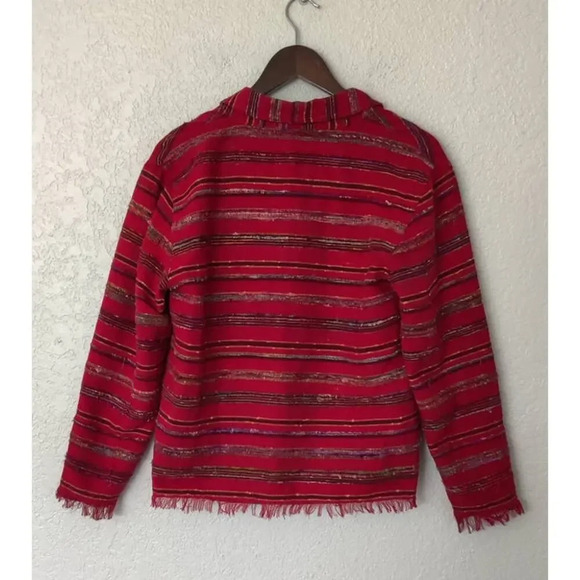 Vintage Chico's Red Button Front Artsy Jacket Silk Blend Size M - Picture 3 of 9